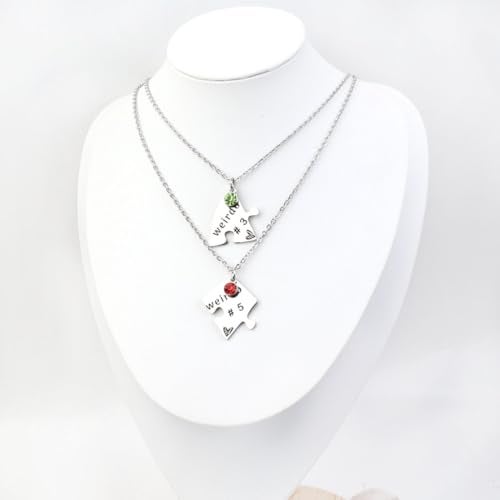 TISDA Heart Bff Necklace for 5, Best Friend Necklaces Set of 6, Weirdo 1 2 3 4 Sister Friendship Jewelry in Stainless Steel (Silvery 5) - Image 3