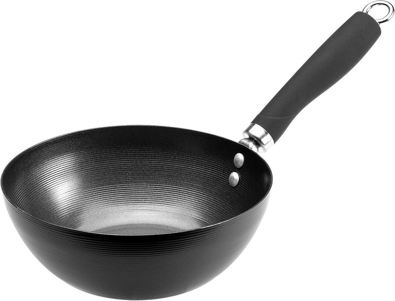 Ecolution Non-Stick Carbon Steel Wok with Soft Touch Riveted Handle, 8",Black - Image 1
