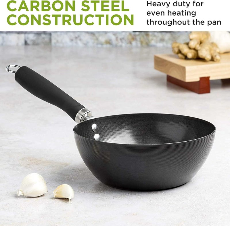 Ecolution Non-Stick Carbon Steel Wok with Soft Touch Riveted Handle, 8",Black - Image 3