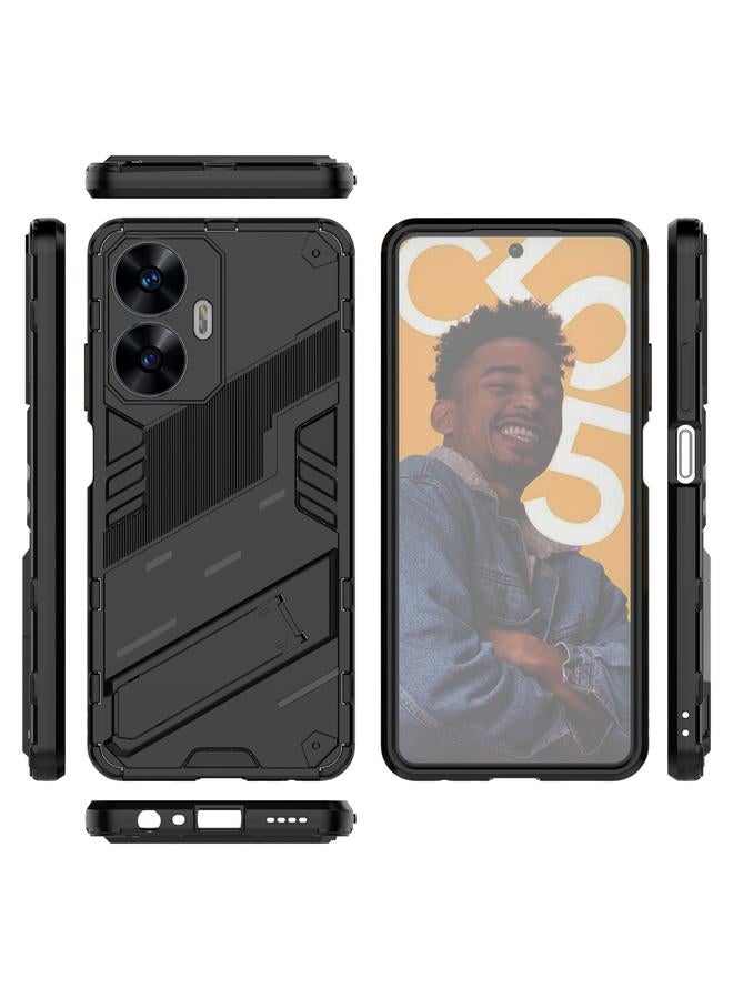 S-TOP Case For Realme C55 Punk Armor 2 in 1 PC + TPU Shockproof Phone Case with Invisible Holder - Image 2