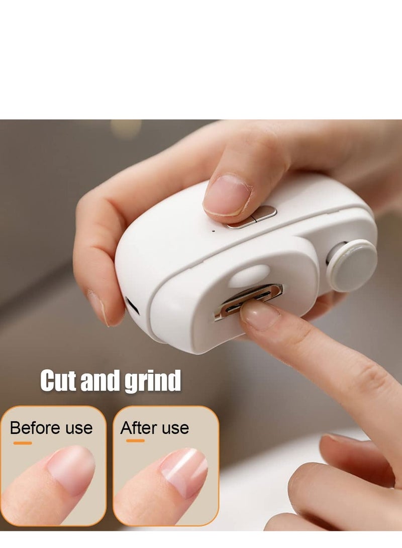 سيوسي مقص أظافر كهربائي أوتوماتيكي، مقص أظافر ومبرد تصميم 2 في 1، تخزين قصاصات الأظافر، أداة تشذيب أظافر آمنة قابلة لإعادة الشحن عبر USB للأطفال والأطفال وكبار السن والكبار (أبيض) - Image 4