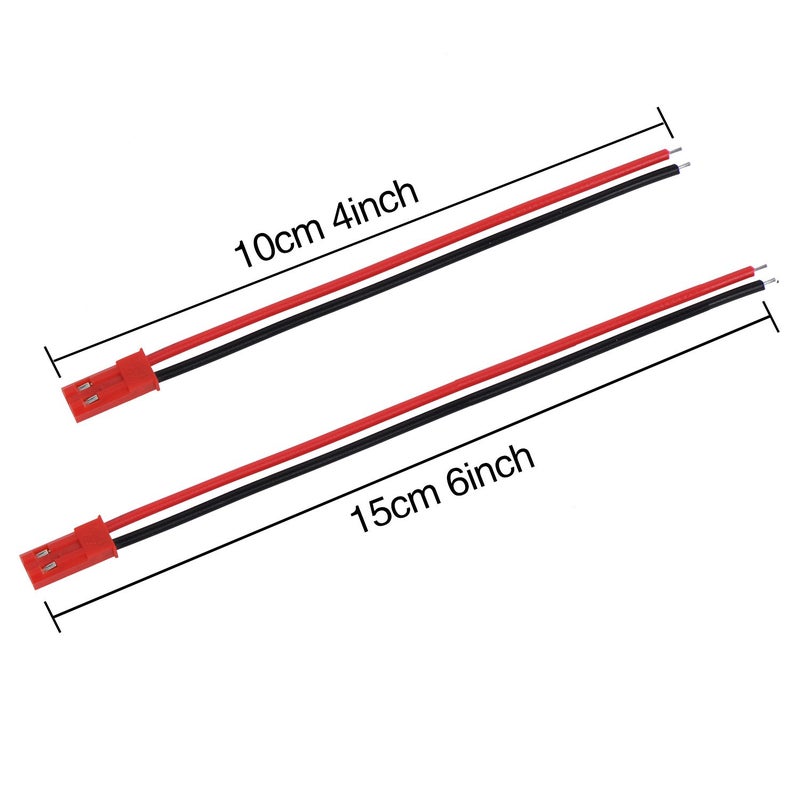 eBoot 20 Pairs 22 AWG Plug Connector 2 Pin Male Female Plug Connector Cable Wire for LED Lamp Strip RC Toys Battery, 4 Inch, 6 Inch - Image 3