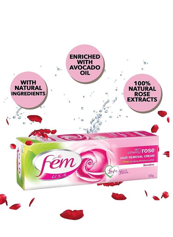 fem - FEM USA Hair Removal Cream with Rose | For Soft & Moisturizing Skin - 120g With pH Balancing Skin Care Lotion - Image 1