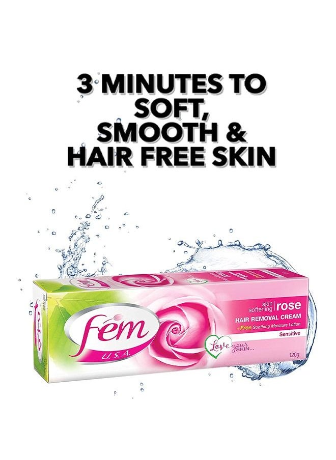 fem - FEM USA Hair Removal Cream with Rose | For Soft & Moisturizing Skin - 120g With pH Balancing Skin Care Lotion - Image 1