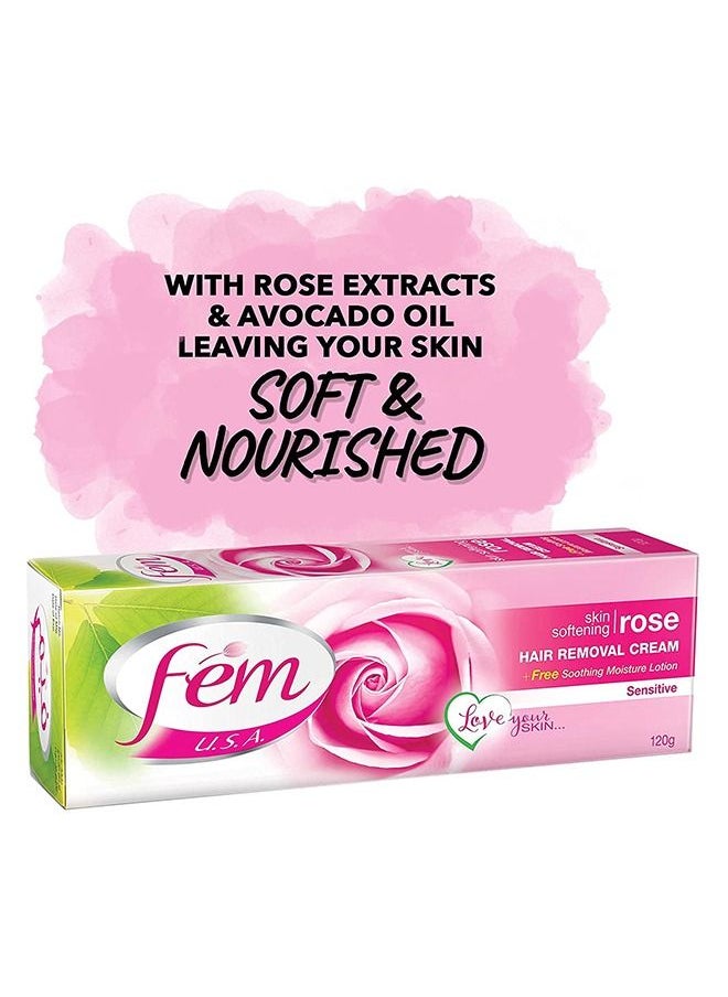 fem - FEM USA Hair Removal Cream with Rose | For Soft & Moisturizing Skin - 120g With pH Balancing Skin Care Lotion - Image 1