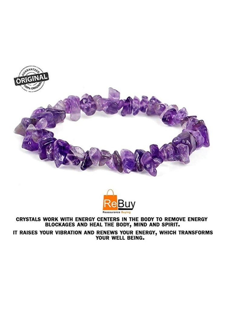 REBUY REBUY Amethyst Calligraphy Chip Bracelet For Unisex - Image 2
