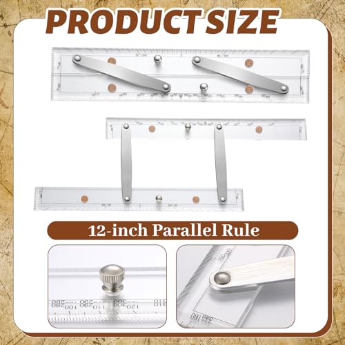 Saysurey Parallel Ruler Marine Navigation Tool with Clear Scales Parallel Ruler with Brushed Aluminum Arms Nautical Charts Navigation Tools for Boat Ship Drawing(12 Inch) - Image 2