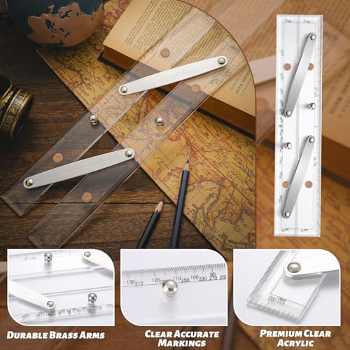 Saysurey Parallel Ruler Marine Navigation Tool with Clear Scales Parallel Ruler with Brushed Aluminum Arms Nautical Charts Navigation Tools for Boat Ship Drawing(12 Inch) - Image 4