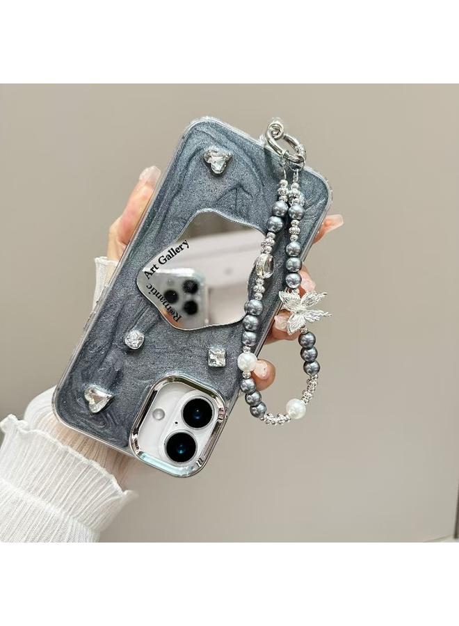 S-TOP Case For iPhone 16 Pro Cream Mirror Bracelet Chain TPU Phone Case - Image 3