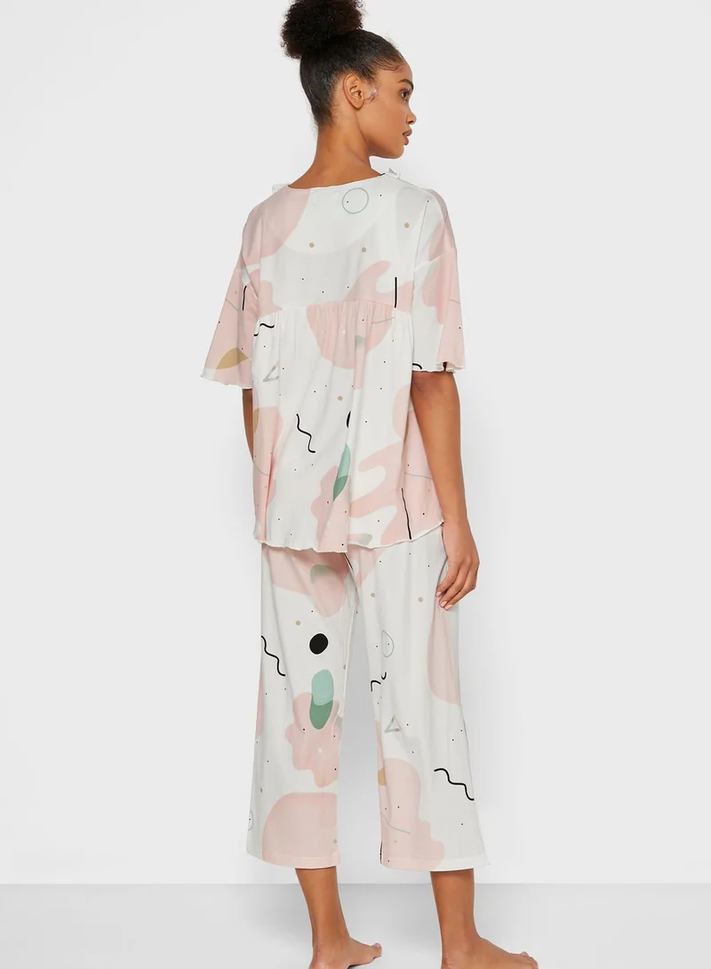Ginger Printed Cropped Pyjama Set