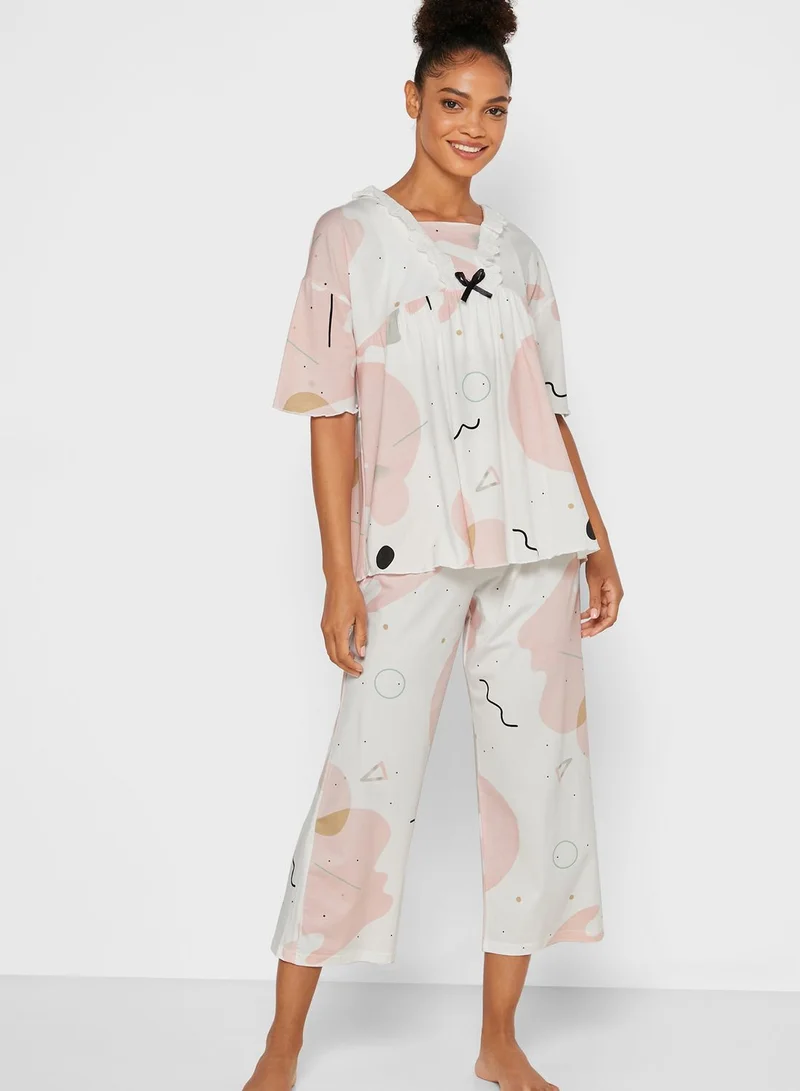 Ginger Printed Cropped Pyjama Set