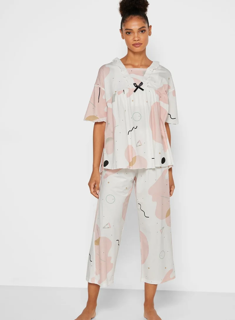 Ginger Printed Cropped Pyjama Set