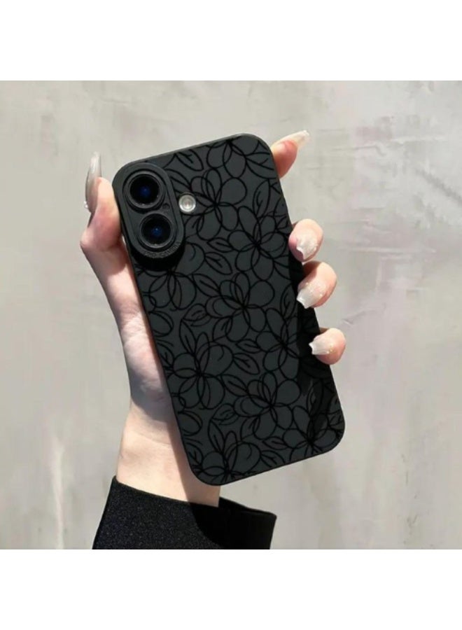IPhone 14 Pro Max, Hot-Selling Personalized Silicone Shockproof Flower Pattern Phone Case, Black Color. - Image 2