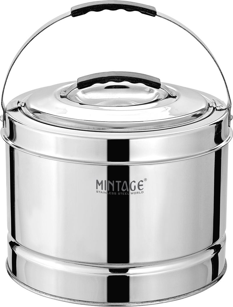 Mintage Sambar Pot Stainless Steel 5 Liters | Sambar Pot with Lid | Casserole for Cooking | Casserole with Side Handles | Canteen & Hotel Container | Biryani Box Puff Insulated Hot & Cold - Image 5