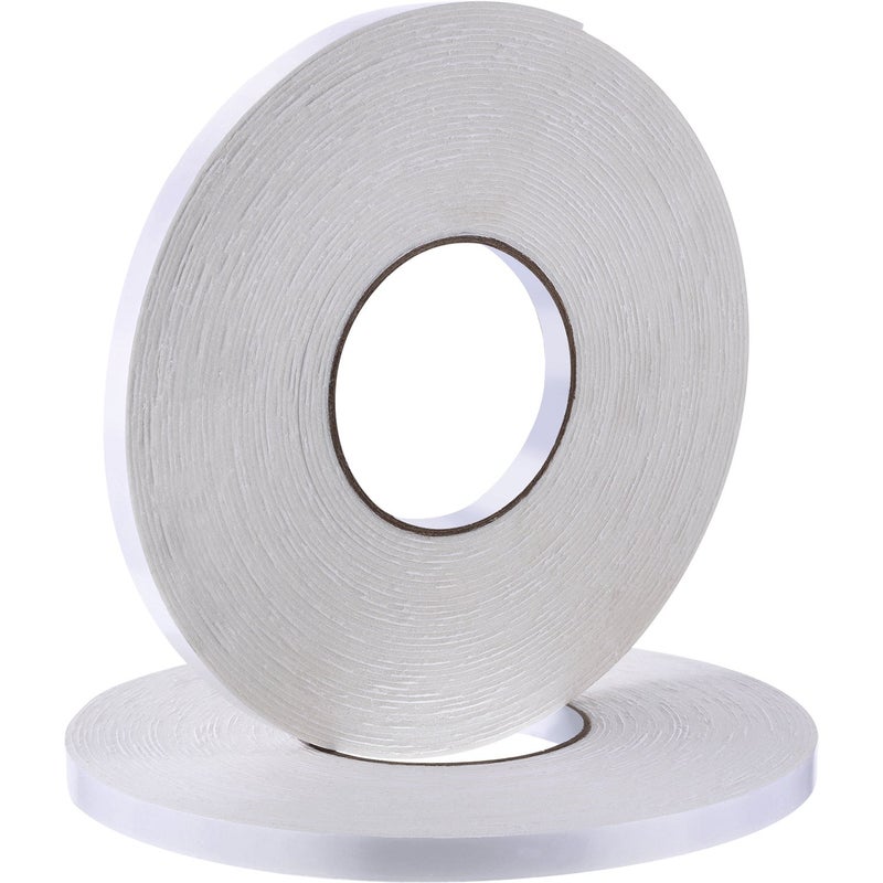 Tatuo 2 Rolls Double Sided Foam Tape 1/2 inches by 50 Feet White PE Foam Tape Sponge Soft Mounting Adhesive for DIY Craft Picture Poster Hanging - Image 1