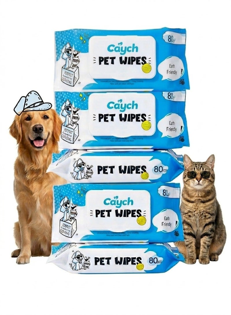 CAYCH Pet Wipes 80 Sheets for Dogs and Cats Antibacterial Hypoallergenic Grooming Wipes Deodorizing Eco Friendly Cleaning Wipes for Paws Body Eyes Ears and Daily Use - Image 1
