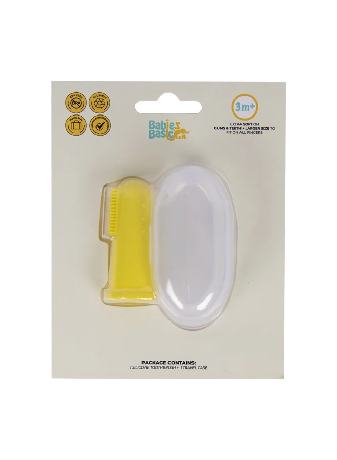 Babies Basic Toothbrush With Travel Case For Babies - Yellow Silicone Toothbrush