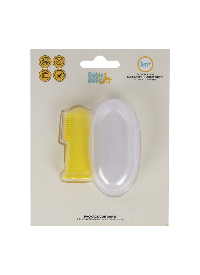 Babies Basic Toothbrush With Travel Case For Babies - Yellow Silicone Toothbrush  - Image 1