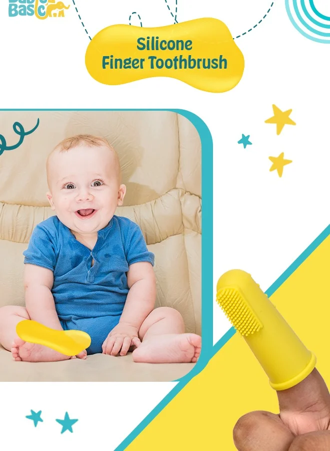 Babies Basic Toothbrush With Travel Case For Babies - Yellow Silicone Toothbrush