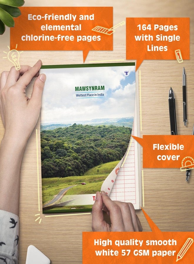 TARGET PUBLICATIONS A4 Size Long Notebooks for Students | Single Line Ruled 140 Pages in Each | Soft Cover, 21 cm x 29.7 cm Approx | GSM 57 | Useful for School, College & Office | Set of 6 | Mawsynram - Image 2