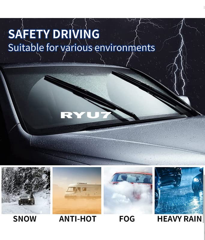 RYU7 Front Hybrid Wiper Blades Compatible with Camry 2012-2024 (XV50 XV70) Pack of 2 - Image 2