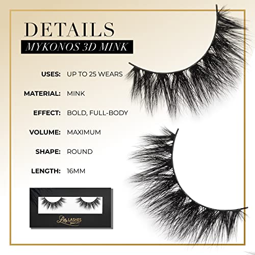Lilly Lashes Mykonos 3D Mink Lashes, The Original Lilly Lash for Wispy & Natural Look, Reusable Eyelashes up to 25x, Fluffy Eyelashes, Strip Lashes, Lash Glue not Included - Image 3