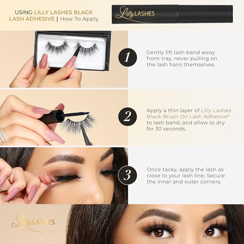 Lilly Lashes Mykonos 3D Mink Lashes, The Original Lilly Lash for Wispy & Natural Look, Reusable Eyelashes up to 25x, Fluffy Eyelashes, Strip Lashes, Lash Glue not Included - Image 4
