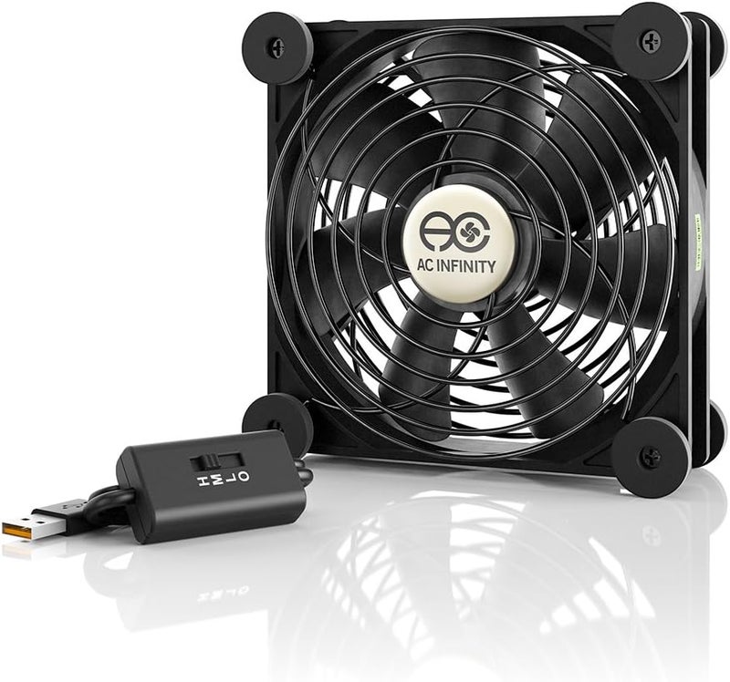 AC Infinity مروحة متعددة الاستخدامات S3، مروحة USB هادئة 120 مم، معتمدة من UL لتبريد أجهزة الاستقبال DVR بلاي ستيشن إكس بوكس خزانة الكمبيوتر - Image 1