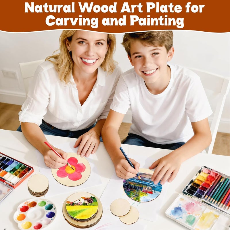 Meetory Unfinished Blank Wood Round - 42 Piece 3 Different Size Wood Round Slices Cutouts for DIY Arts Craft Project, Pyrography Art, Painting Writing and Decoration(3 Sizes, 2", 3", 4") - Image 5
