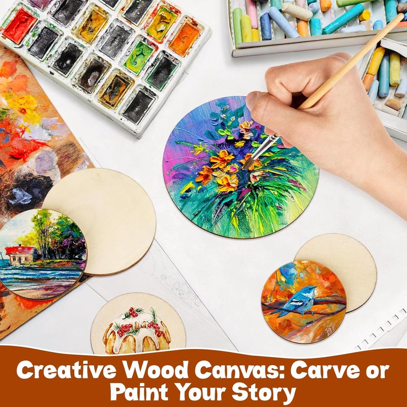 Meetory Unfinished Blank Wood Round - 42 Piece 3 Different Size Wood Round Slices Cutouts for DIY Arts Craft Project, Pyrography Art, Painting Writing and Decoration(3 Sizes, 2", 3", 4") - Image 4