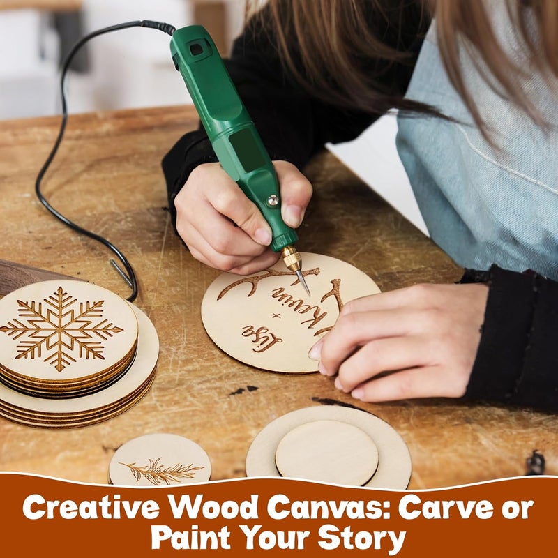 Meetory Unfinished Blank Wood Round - 42 Piece 3 Different Size Wood Round Slices Cutouts for DIY Arts Craft Project, Pyrography Art, Painting Writing and Decoration(3 Sizes, 2", 3", 4") - Image 3