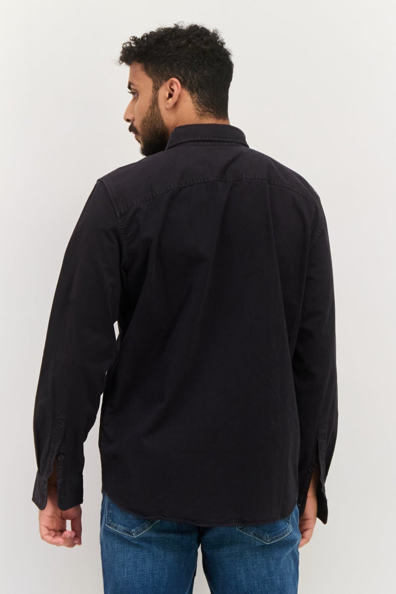 GAP Men Regular Fit Plain Long Sleeve Casual Shirts, Black - Image 4