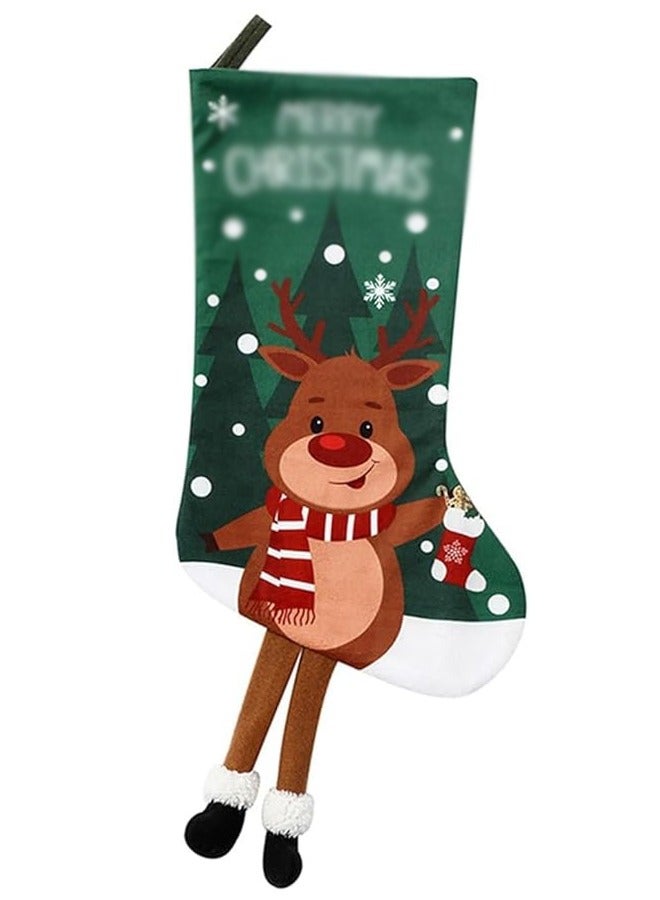 Brain Giggles Brain Giggles Reindeer Hanging Sock Decoration Non-woven Fabric Hanging Ornaments Large Gift Bag Party Home Decoration - Image 1