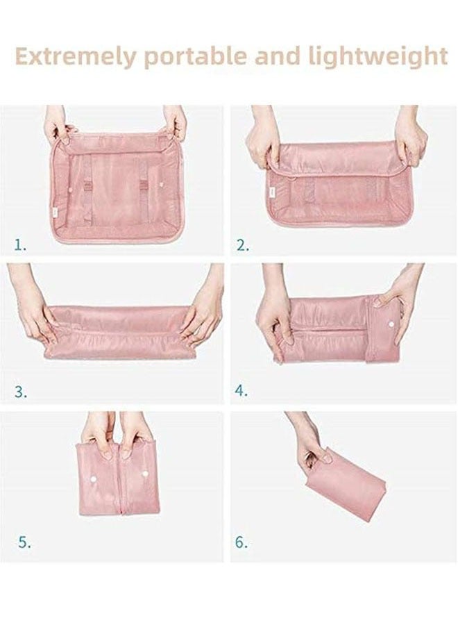 Hanayo 7 Pcs Luggage Organizer Bags Set Multifunction Packing Cubes Travel Packing Cubes Waterproof Luggage Organiser Suitcase Bag Travel Essential for Carry on Luggage(Pink) - Image 3