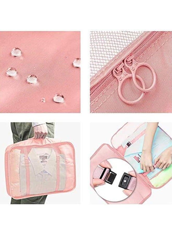Hanayo 7 Pcs Luggage Organizer Bags Set Multifunction Packing Cubes Travel Packing Cubes Waterproof Luggage Organiser Suitcase Bag Travel Essential for Carry on Luggage(Pink) - Image 4