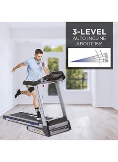 ENDLESS  Endless Vogue Treadmill for Home Use with 4HP Peak Power DC Motor| Black | 120 Kg Max Weight and 14 Km/hr Max Speed Support | 420 mm Running Area | with Speakers | Auto Foldable with Auto Incline  - Image 2