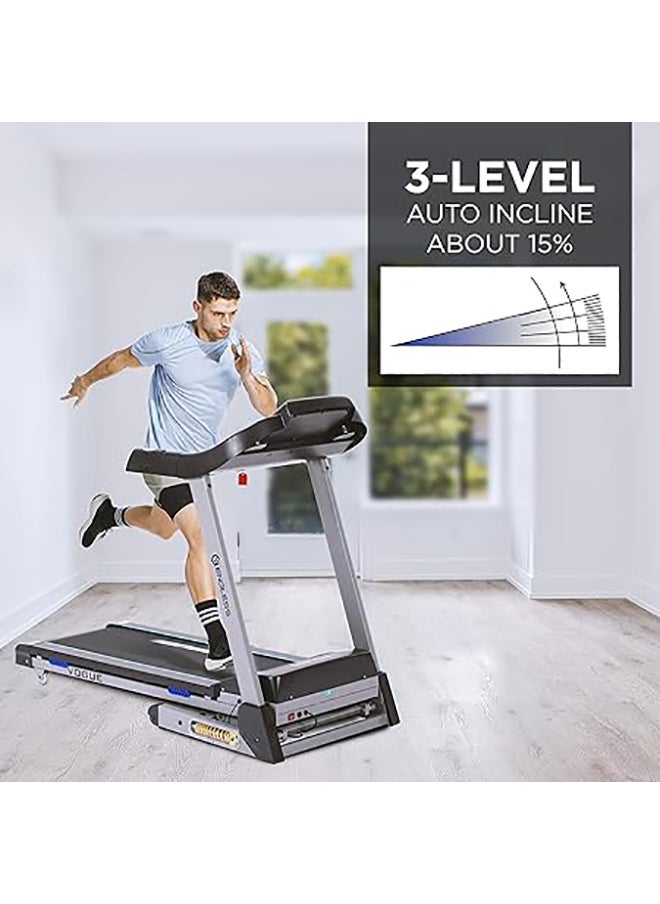 ENDLESS  - Endless Vogue Treadmill for Home Use with 4HP Peak Power DC Motor| Black | 120 Kg Max Weight and 14 Km/hr Max Speed Support | 420 mm Running Area | with Speakers | Auto Foldable with Auto Incline - Image 1