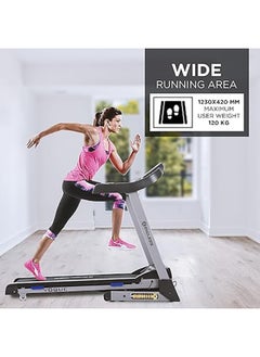 ENDLESS  Endless Vogue Treadmill for Home Use with 4HP Peak Power DC Motor| Black | 120 Kg Max Weight and 14 Km/hr Max Speed Support | 420 mm Running Area | with Speakers | Auto Foldable with Auto Incline  - Image 3