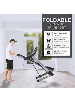ENDLESS  Endless Vogue Treadmill for Home Use with 4HP Peak Power DC Motor| Black | 120 Kg Max Weight and 14 Km/hr Max Speed Support | 420 mm Running Area | with Speakers | Auto Foldable with Auto Incline  - Image 5