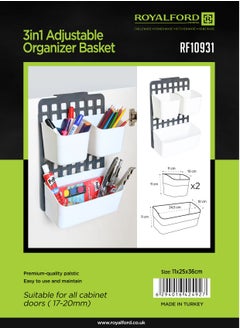 Royalford Royalford 3-in-1 Adjustable Organizer Basket- RF10931| Multi-Purpose Cabinet Door Plastic Organizer| Perfect for Wardrobe, Pantry, Kitchen Cabinet, Bathroom  - Image 4