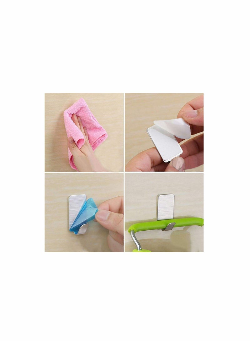 12 Pack Self Adhesive Hooks, Stainless Steel Sticky Wall Hanger, Waterproof, Heavy Duty, Rust-Proof for Kitchen Bathroom Bedroom - Image 4