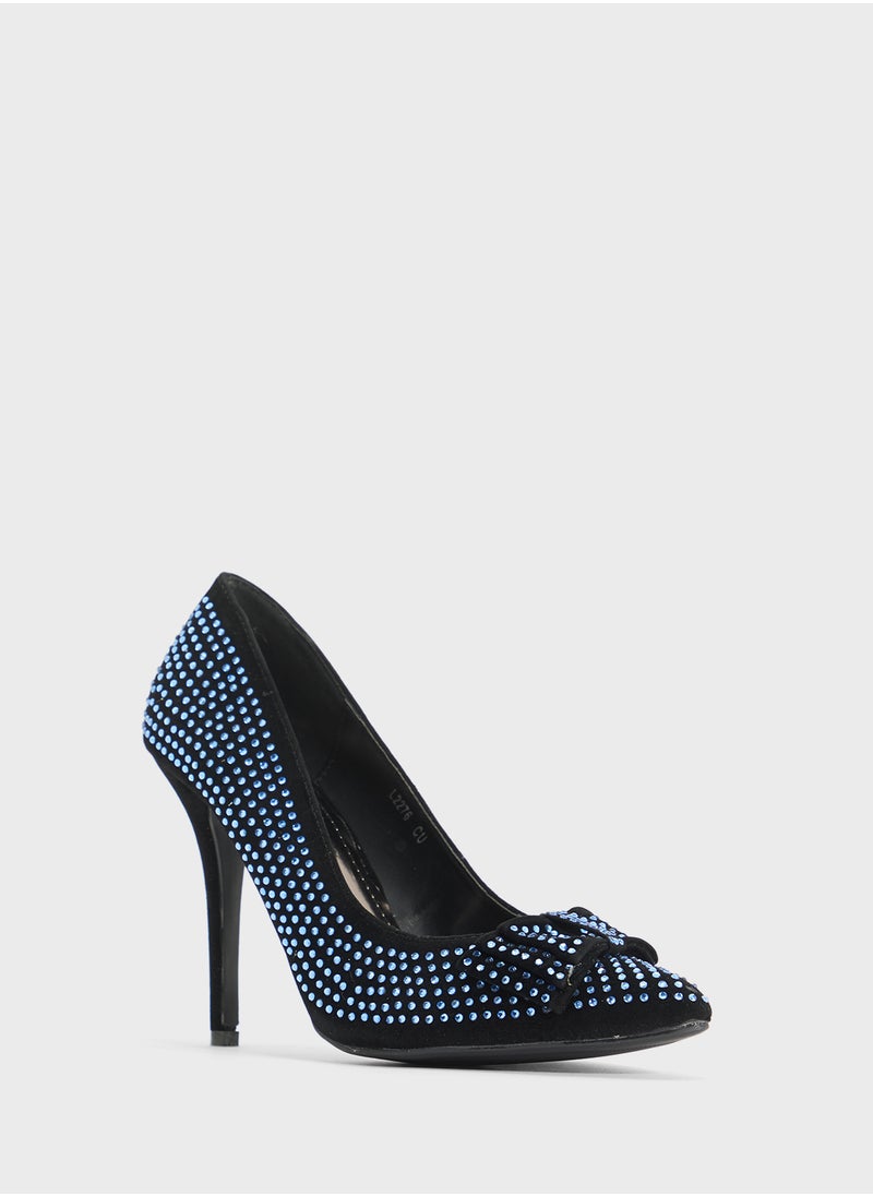 Anne Michelle Studded Pump With Bow  - Image 3