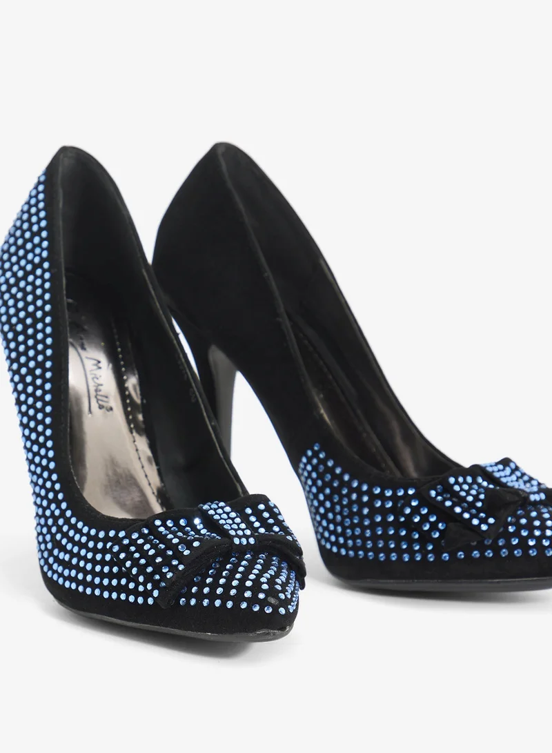Anne Michelle BLUE Studded Pump With Bow for Women | Best Price UAE