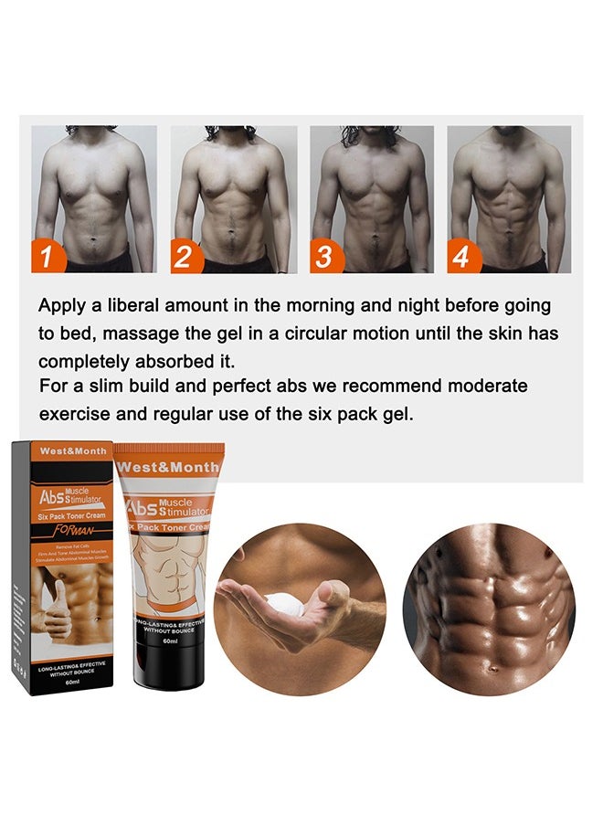 West&Month Abs Muscle Stimulator，Six Pack Toner Cream，Hot Cream for Belly, Waist, and Buttocks-Slimming and Fat Burning Cream for  Men - Moisturizing, Firming, Cellulite Reduction, and Weight Loss Solution  - Image 3