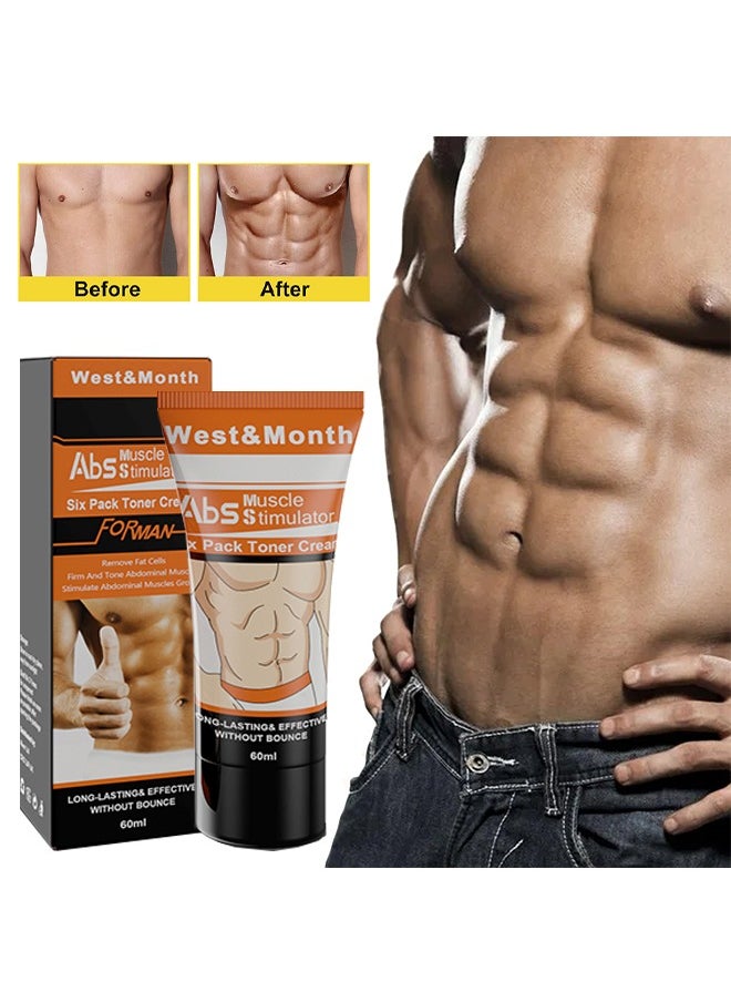 West&Month Abs Muscle Stimulator，Six Pack Toner Cream，Hot Cream for Belly, Waist, and Buttocks-Slimming and Fat Burning Cream for  Men - Moisturizing, Firming, Cellulite Reduction, and Weight Loss Solution  - Image 1