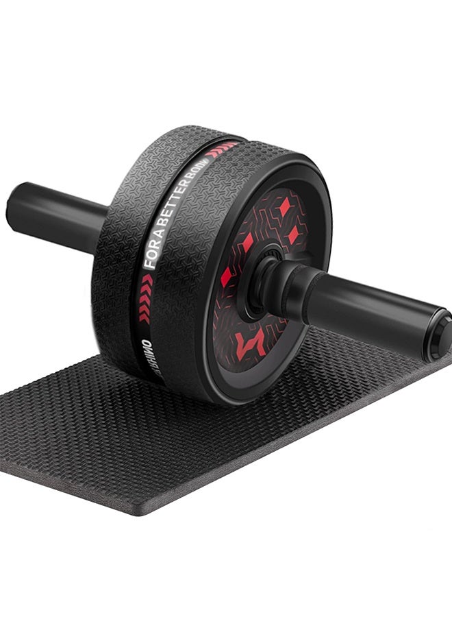 Upgraded Ab Roller Wheel 3.4in Widened - 490lbs Load Stainless Steel Core Trainer with NBR Foam Grip & Knee Pad for Men Women Home Gym (Red) - Image 1