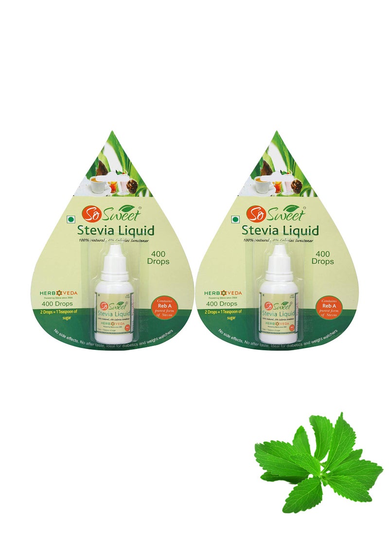 So Sweet Stevia Liquid – Pack of 2, 800 Drops, 100% Natural Sweetener for Weight Management, Sugar-Free, Zero Calorie, Diabetic & Keto Friendly, Convenient for Beverages & Baking - Image 1