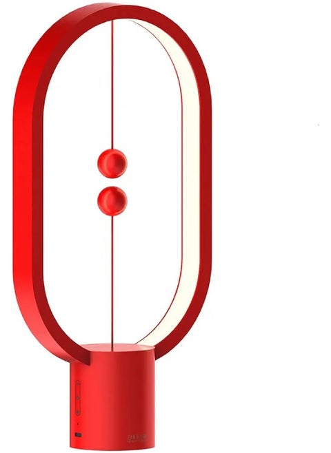 Table Lamp for Bedroom - Balance Lamp, Bedside Lamp with Touch Dimmer, Nightstand Lamp, 3 Level Brightness Rechargered Night Light for Home, Office, College Dorm (Red)
