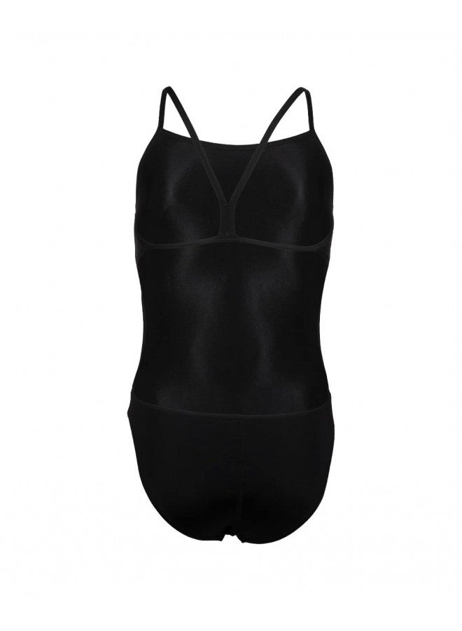 ARENA Girl's Team Challenge Back Solid Swimsuit - Black/White - Size 24 - Image 1