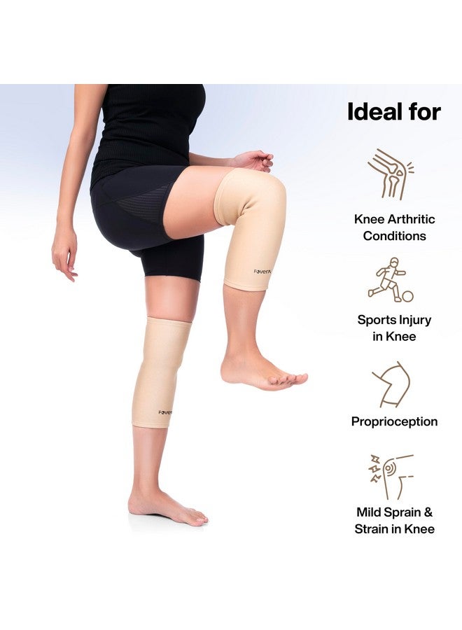 FOVERA Knee Cap for Men & Women, Knee Compression Sleeve for Pain Relief (Size - L, 1 Pair) - Image 2